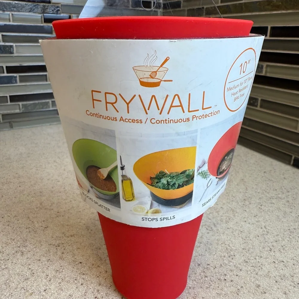 NEW Frywall 10 Inch Silicone Splatter Guard Red Medium for 10